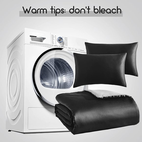 New Cooling Satin Comforter Set Soft Silky Cooling Down Alternative Reve… - Picture 4 of 9